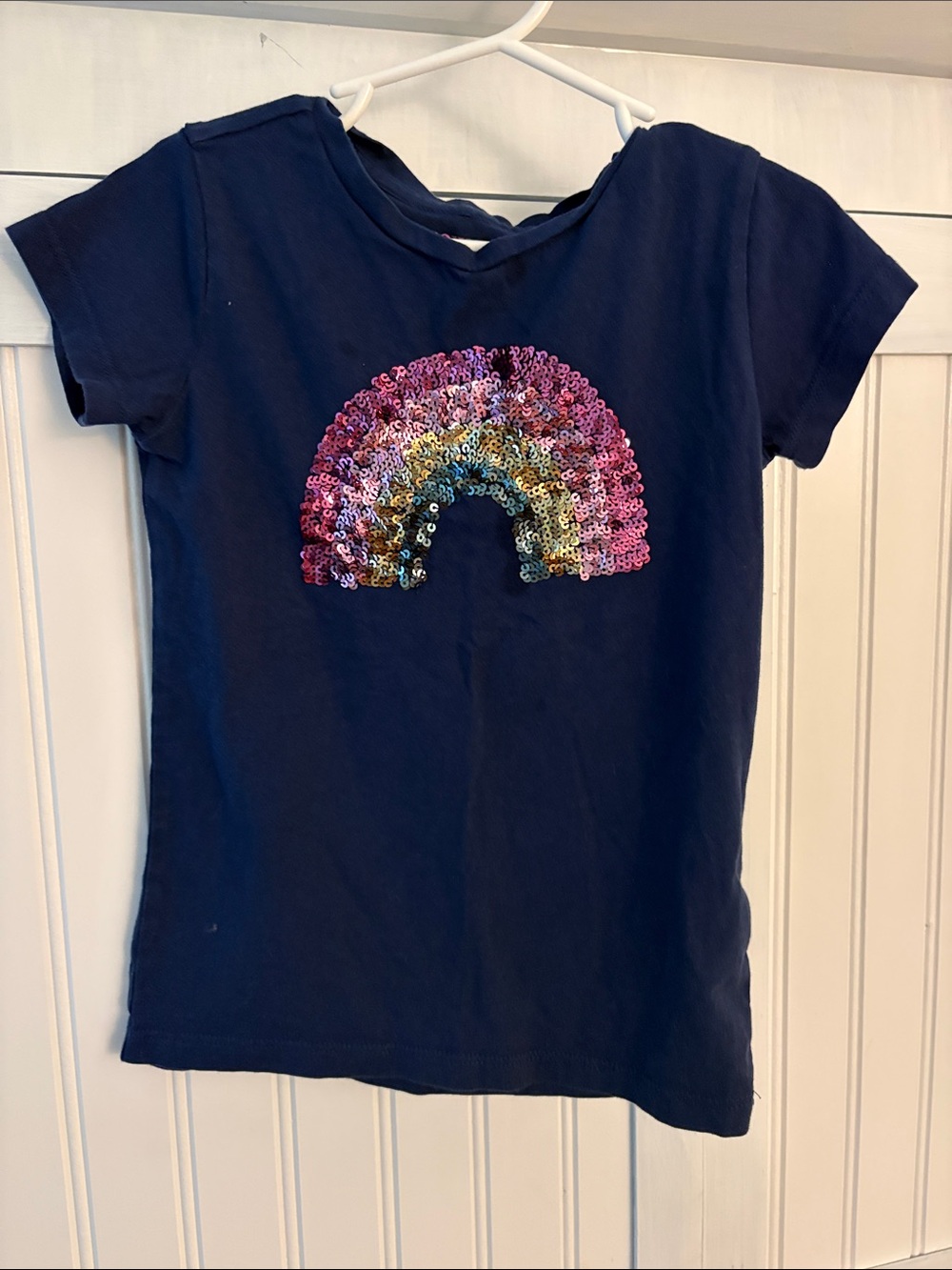 Crewcuts Navy Short-Sleeve Tee with Sequin Rainbow